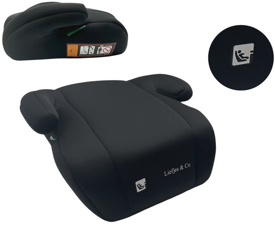 Liefjes & Co Autostoelverhoger Zwart – Zitverhoger voor Kinderen 125-150 cm (22-36 kg) – Geschikt voor 7-12 Jaar – Autozitje Booster