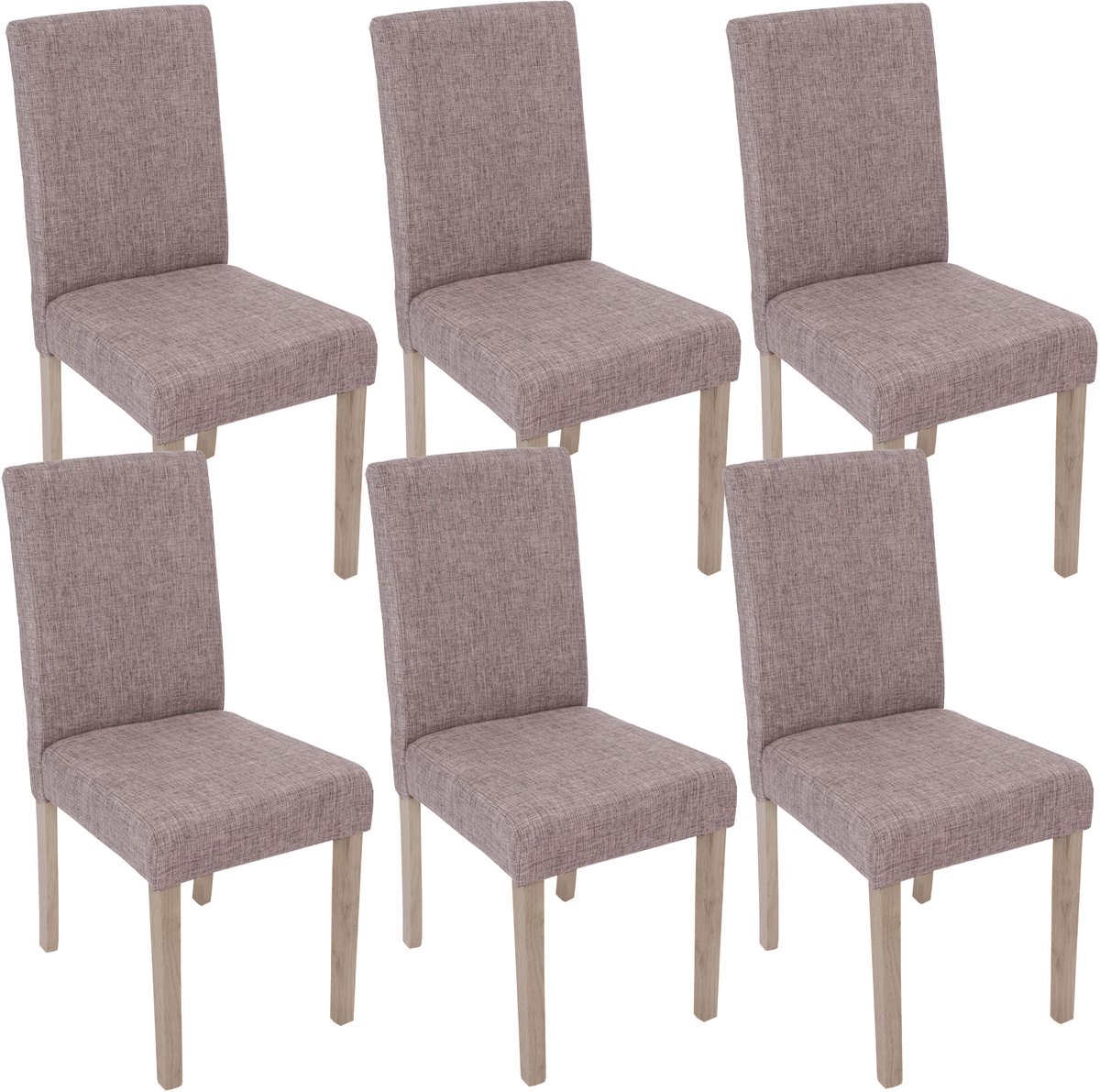 MCW Set van 6 eetkamerstoelen Littau, stoel keukenstoel ~ textiel, grijs, poten structuur - eikenhout