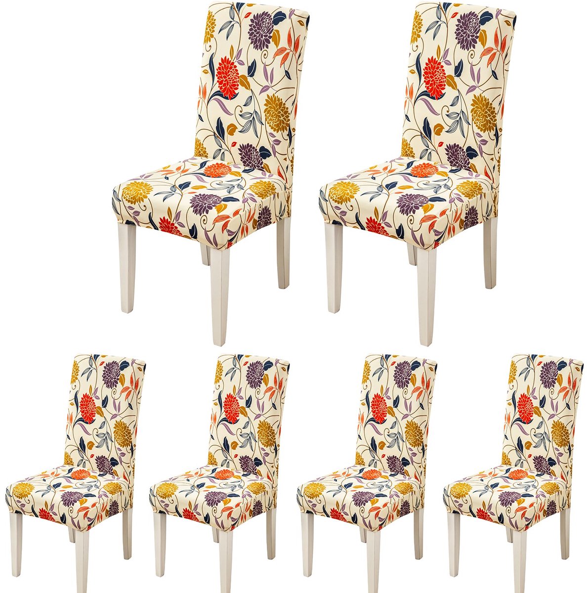 Ibenzoa® Universele Stoelhoezen voor Eetkamerstoelen - Set van 6, Stretch, Kreukvrij