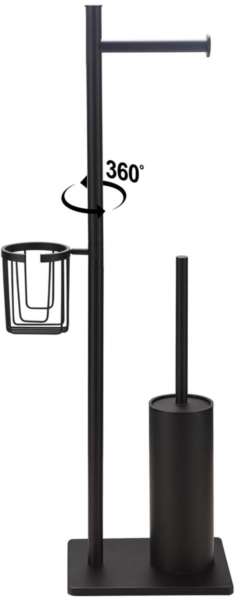 Ibenzoa® Multifunctionele Toiletpapierhouder van RVS met Zware Basis, Draai- en Kantelbaar, Zwart