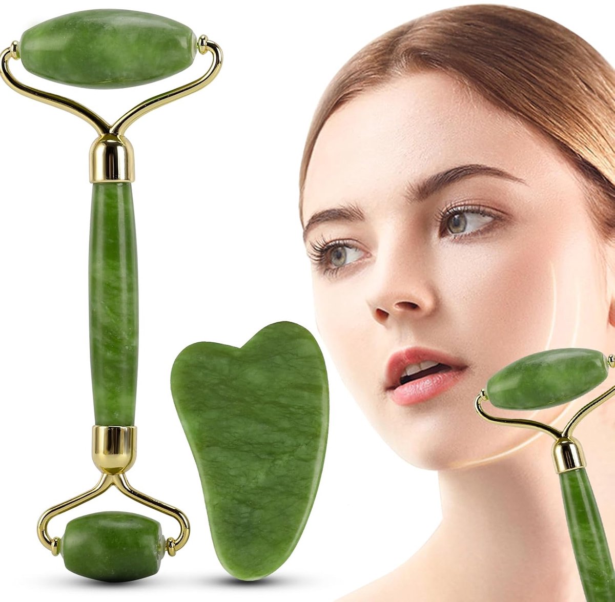 Jade Roller en Gua Sha Massager - Anti-Aging Gezichtsmassage - Set van 2