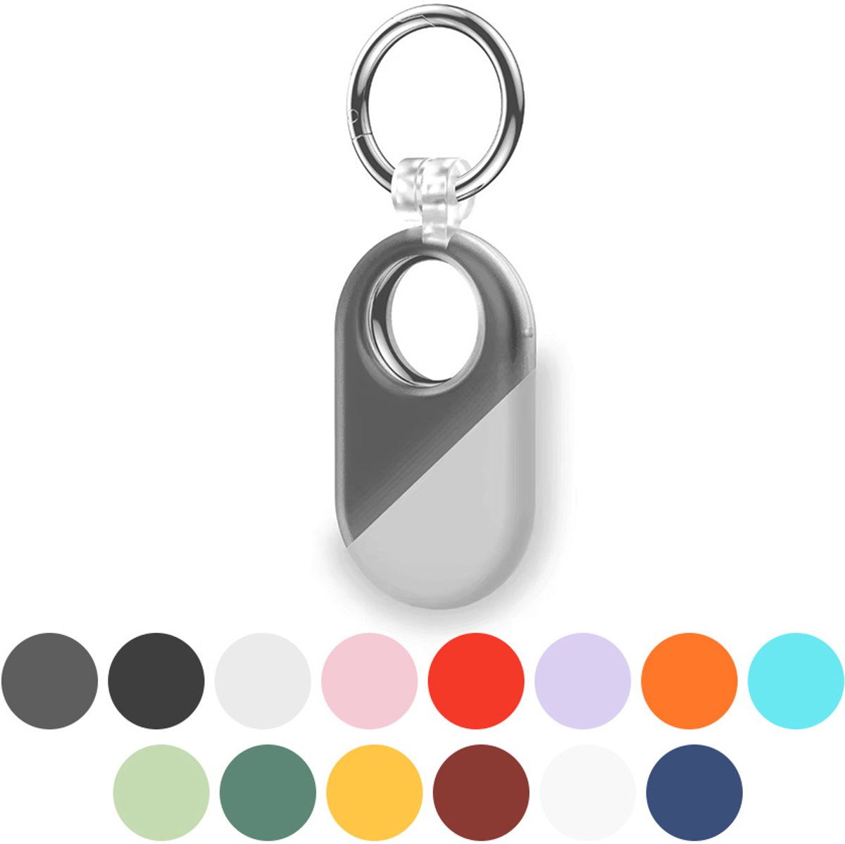JUALL Hoesje Geschikt voor Samsung SmartTag 2 - Siliconen Case / Houder / Sleutelhanger - Transparant