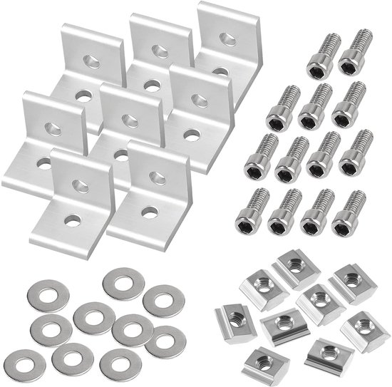 JiGiU Set van 4 verstelbare hoekverbindingen voor aluminium profiel 3030 8 mm met klemhendel, flexibel scharnier, bevestigingsmateriaal voor 3D- printeronderdelen, knutselproject