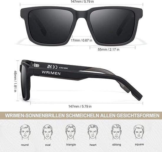 Wrimen Unisex Gepolariseerde Zonnebril - Volledig Scherm, UV400 Bescherming van Merkloos — afbeelding 2