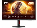 27" AOC gaming monitor met QHD, 240Hz (260Hz OC), Fast IPS en Adaptive Sync. Zwarte behuizing met rode accenten op de standaard.