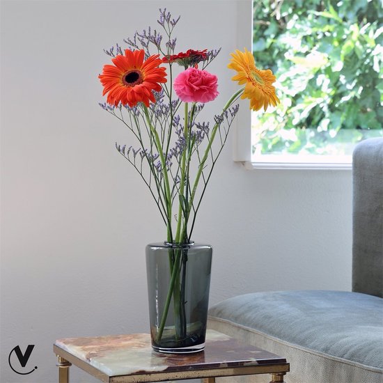 Vase Neris | Gris | verre soufflé à la bouche | Ø11,5 x H18 cm