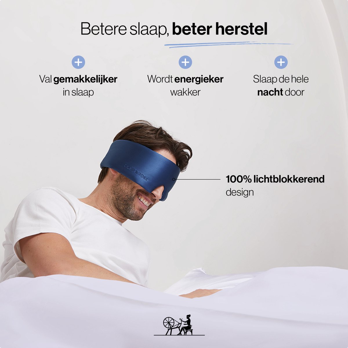 Dore & Rose - Slaapmasker - Oogmasker - Zijden Slaapmasker Voor Mannen en Vrouwen - Deep Sleep Mask - Eye Mask - Verduisterend - Wallen - Donkerblauw - Nº 65 Ciel Nocturne — afbeelding 9