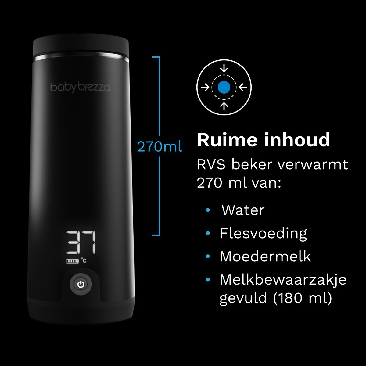 Baby Baby Brezza Draagbare Flessenwarmer - Snel & Veilig