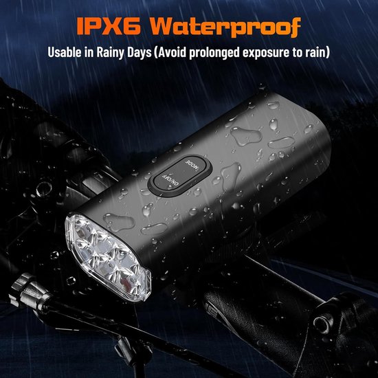 fietslamp voorlicht - 6 LED heldere fietslamp - fietslamp - koplamp - fiets voorlicht - 2000 lumen lichtgewicht fietskoplamp - 4800 mAh USB oplaadbare fietskoplamp - IPX-6 waterdichte fietskoplamp - accessoires geschikt voor alle fietsen — afbeelding 4