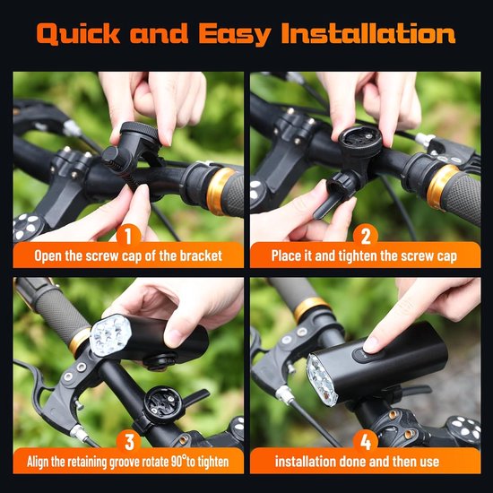 fietslamp voorlicht - 6 LED heldere fietslamp - fietslamp - koplamp - fiets voorlicht - 2000 lumen lichtgewicht fietskoplamp - 4800 mAh USB oplaadbare fietskoplamp - IPX-6 waterdichte fietskoplamp - accessoires geschikt voor alle fietsen — afbeelding 3
