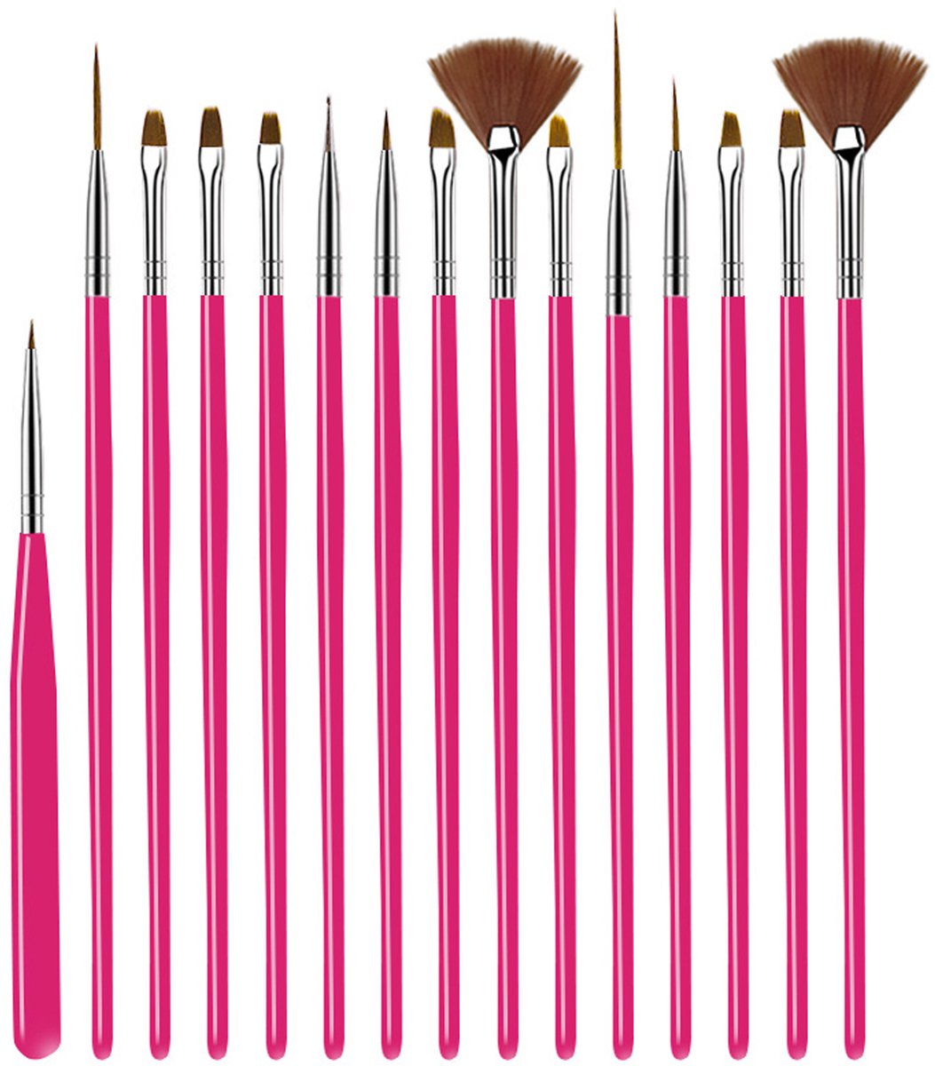 NAXSIR 15 - delige Professionele Nagel Borstel Tool Set | Voor UV - Lijm, Acryl Nail Art & Schilderen | Hoge Kwaliteit, Multifunctioneel | Geschikt voor Salon en DIY - Gebruik