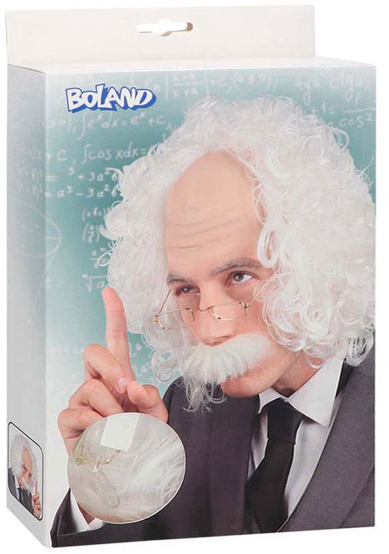 Warrige Einstein pruik met snor | Fun en Feest
