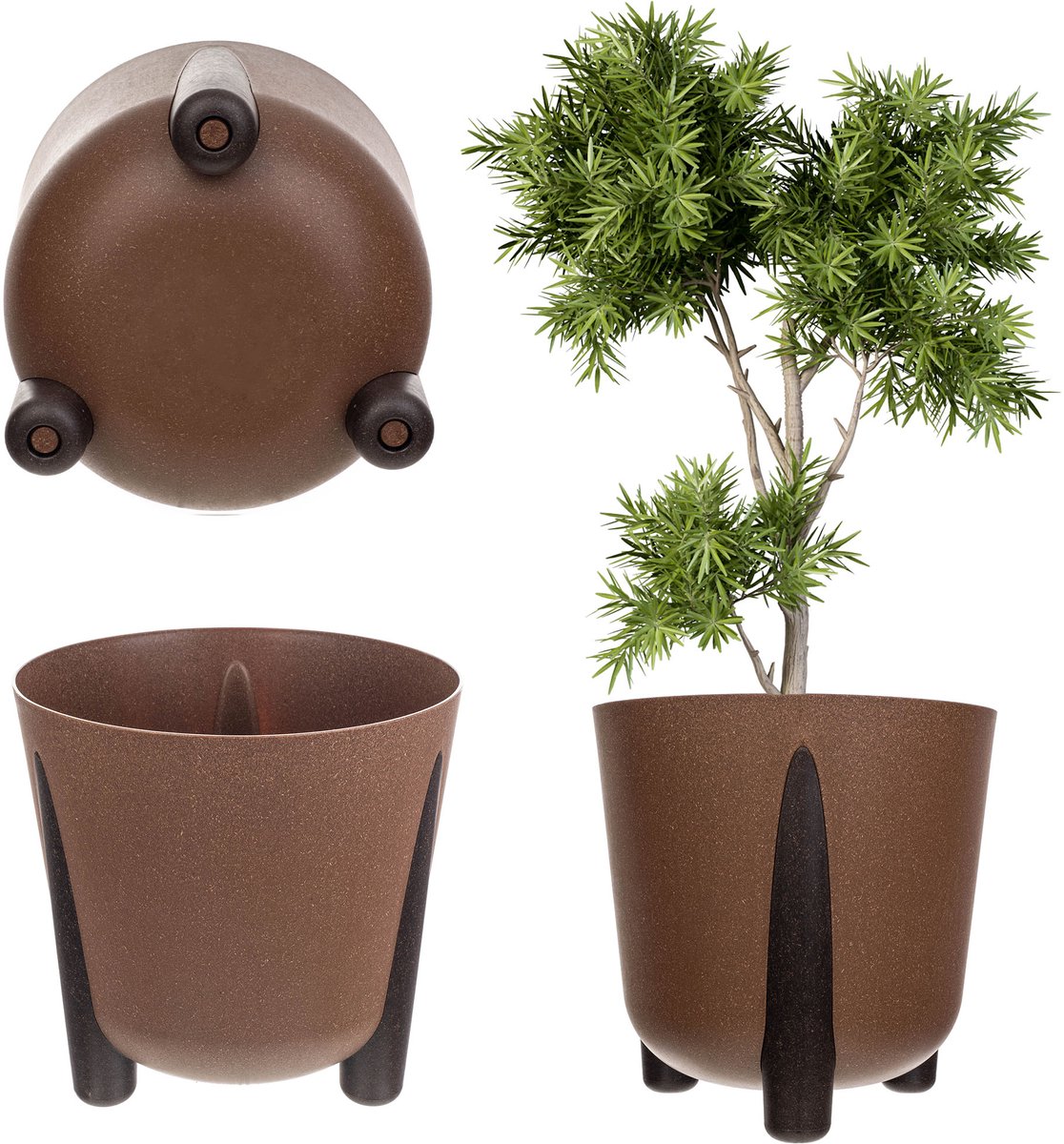 Decoratieve Ronde Bloempot voor Binnen en Buiten - 21 cm - Bruin
