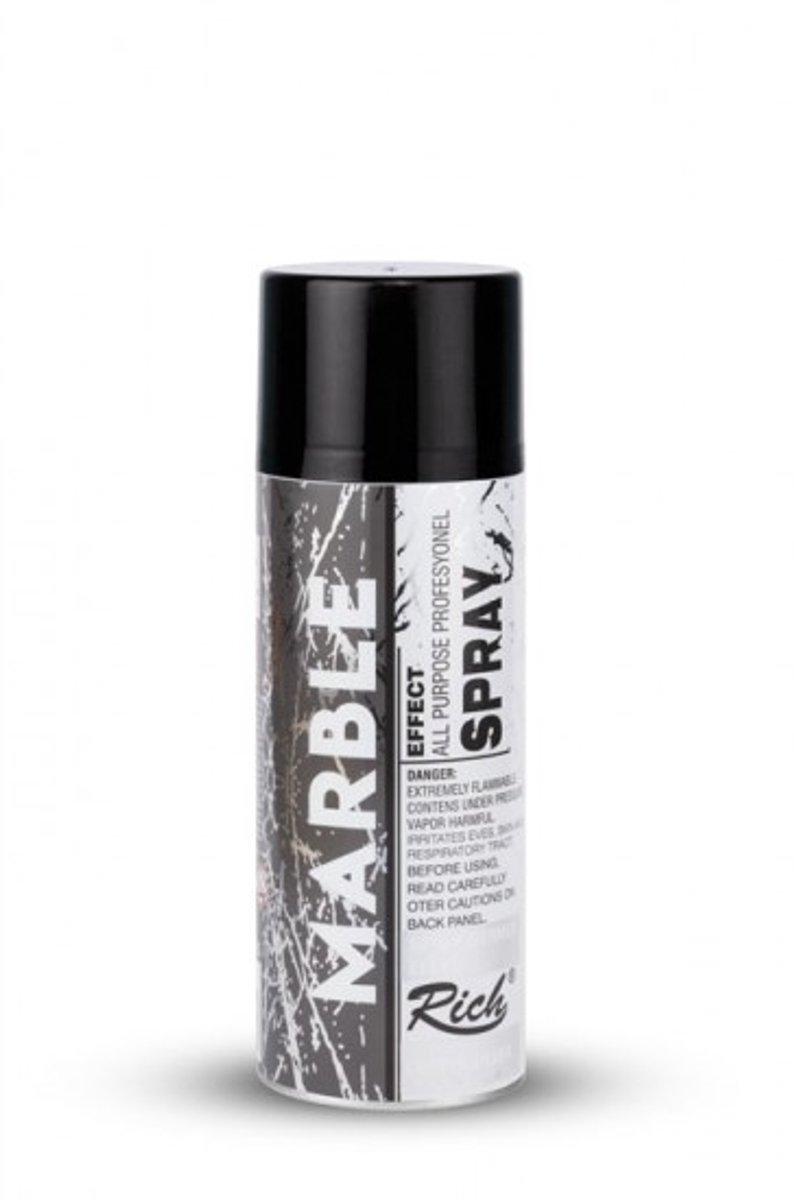 Rich Marmer Effect Spuitverf 200ml – Decoratieve Spuitbus voor Binnen & Buiten | Marmerlook op Hout, Glas, Metaal, Kunststof | Sneldrogende Verf – Zilver