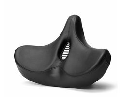 Rieba® Fietszadel XXL – Met Uitsparing - Comfortabel Zeer Breed Zadel - Tegen Zadelpijn – Waterdicht – Inclusief Zadelstrop – 32cm Breed - Unisex – Zwart