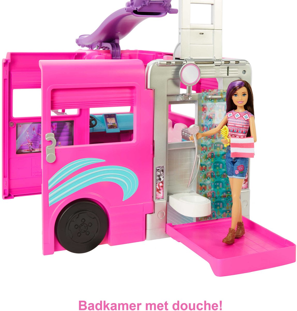 Barbie - Droomcamper Barbie auto - Speelset met Barbie meubels en glijbaan — afbeelding 6