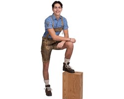 Oktoberfest Lederhose Urban Retro Faux Leather Kort - Antik Bruin - Maat 54