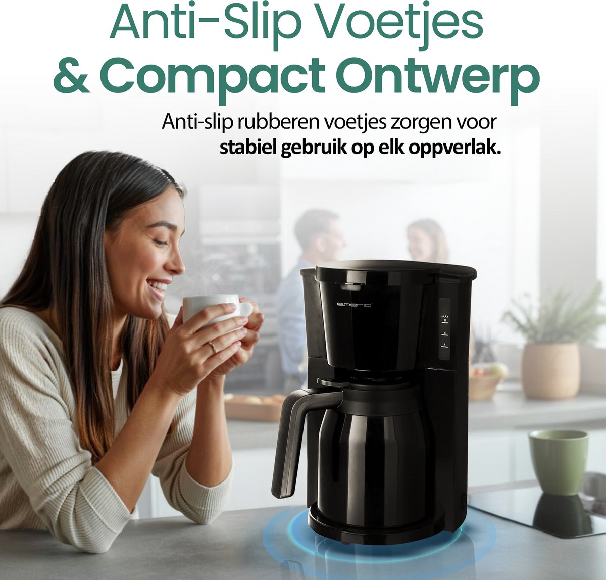Emerio Koffiezetapparaat met Glazen Kan - 1,5L Filterkoffie - 12 kopjes per keer