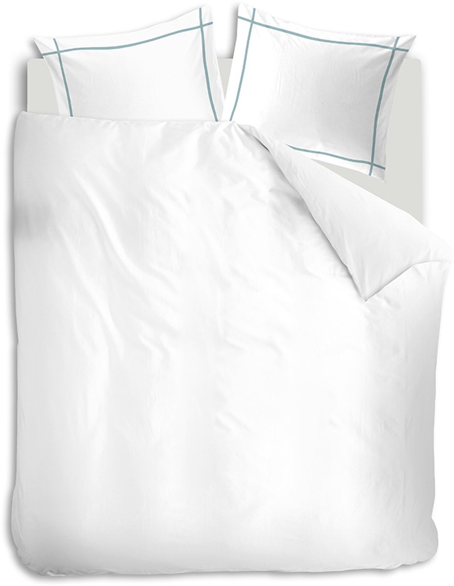 Auping Classic white blue Dekbedovertrek - Tweepersoons 240 x 220 cm - Katoensatijn - Wit