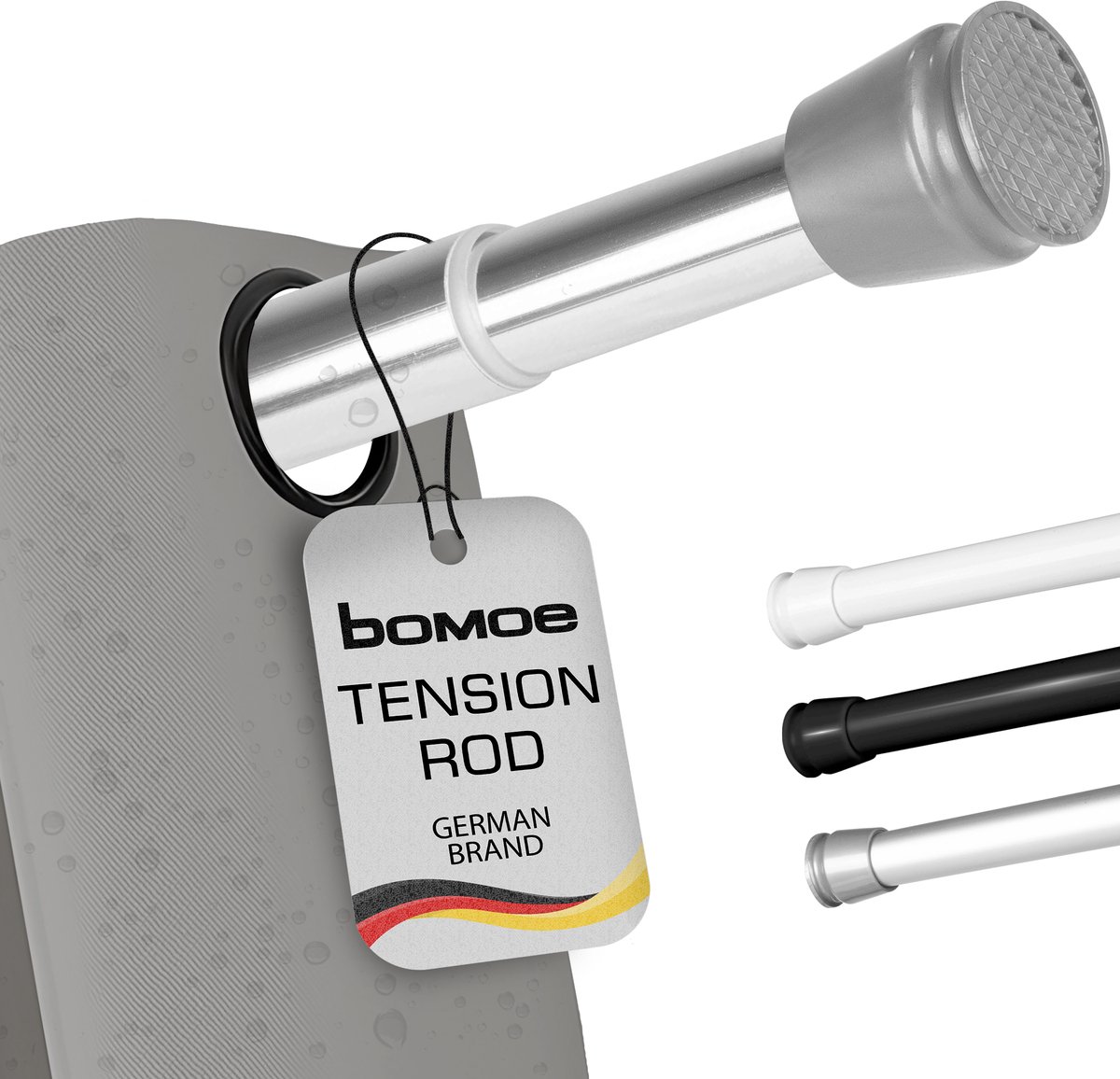 bomoe Neptun – Douchegordijnstang Zonder Boren 70-120cm – Traploos Uitschuifbaar Gordijnroede Antislip – Aluminium Telescoopstang – Kledingstang Chroom