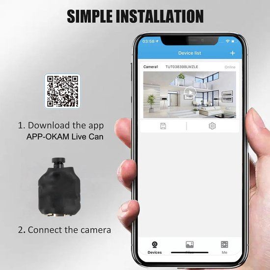 4K Draadloze Mini Beveiligingscamera voor Thuis - Verborgen Spycam met Wifi, Bewegingsdetectie, Nachtzicht, Live View,Nanny Cam - Kleine IP Camera voor Binnen en Buiten van Merkloos — afbeelding 2