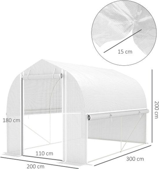 IDMarket - Wandkas met leuning, 300 x 80 x 160 cm, dubbele opening, balkon en terras