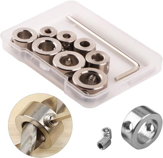 CESFONJER 2 Set Boor Stop, 16 Stks 3-16mm Boor Diepte Stop Kraag Ring Positioner Afstand Ring Positioner Locator Houtbewerking Boor Met Zeskantsleutel