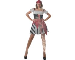 Sexy Piratenkostuum – Kinky Zwart/Wit/Rood Jurkje met Hoofddoek – Voor Verleidelijk Rollenspel
