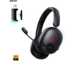 Picun UG-10A – Draadloze Gaming Headset – Hooftelefoon/Koptelefoon – met Microfoon – Noise Cancelling – Geschikt voor Nintendo Switch, PS4, PS5, PC – Grijs