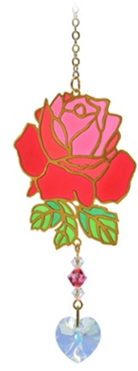 Suncatcher/Zonvanger/Zonnevanger - Rose Deep Rose - Crystal Dreams - Handgemaakt - 20mm Kristal - L20cm