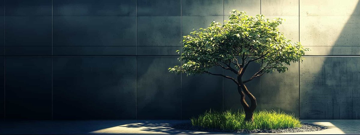 Tuinposter Boom Minimalistisch - Planten Tuinposters voor Buiten - Tuin decoratie - 610 gram PVC - Weerbestendig Tuindoek - GW6064KMD - Formaat 120 x 45cm