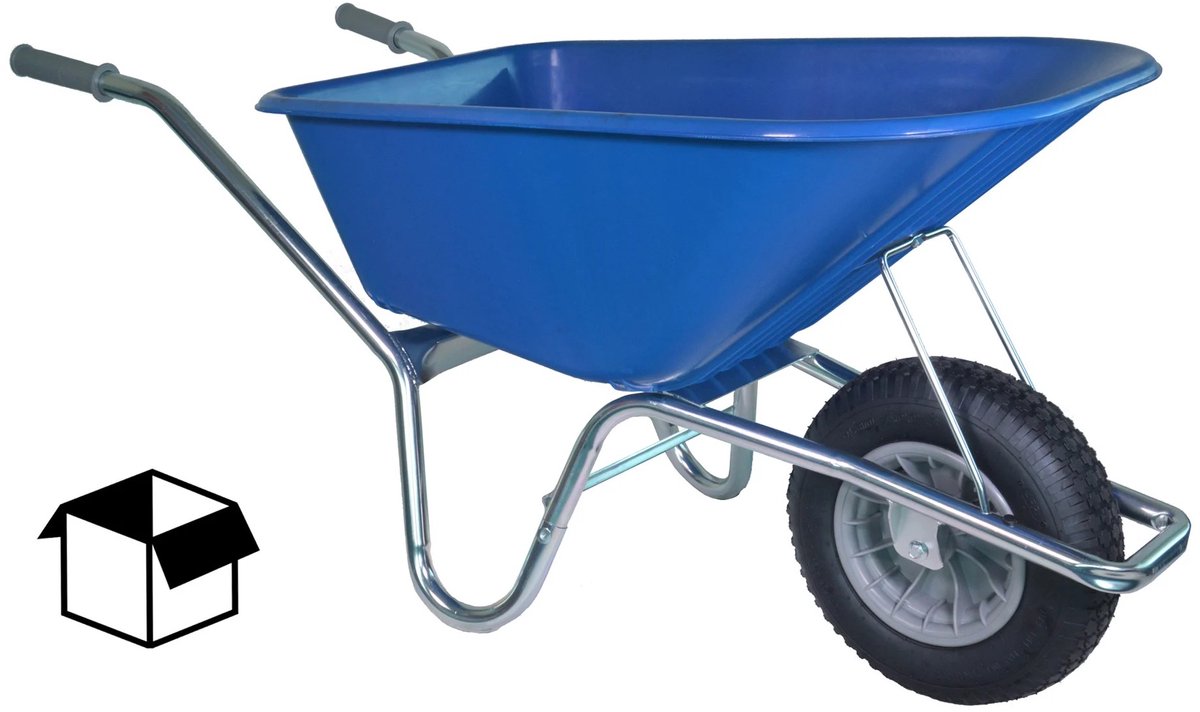 Hummer Bouwkruiwagen met Luchtband - 100 liter - Bak HDPE - Blauw
