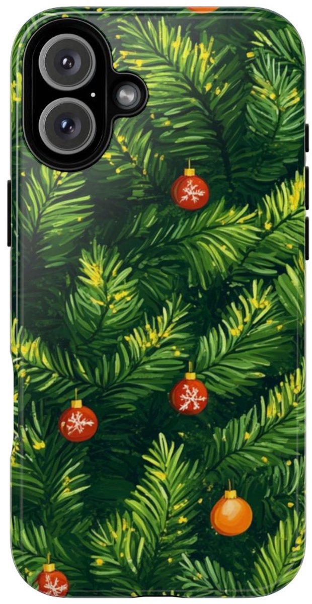 Kerst Dennentakken met Versieringen – Telefoonhoesje Geschikt voor iPhone 16 Plus