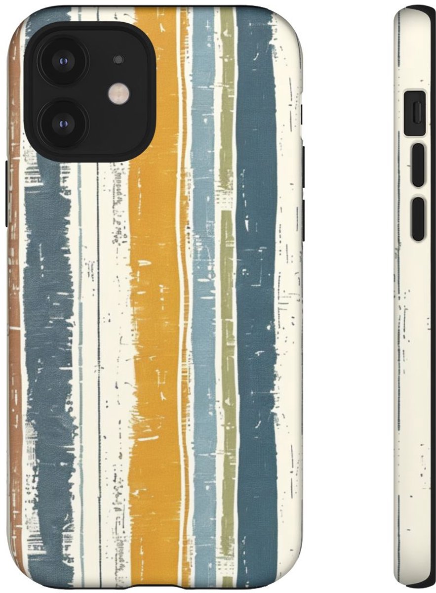 Rustiek Gestreept Linnenpatroon – Telefoonhoesje Geschikt voor iPhone 12