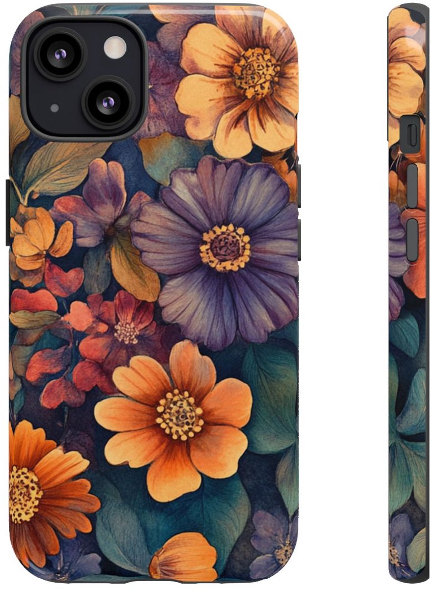 Levendig Aquarel Bloemenpatroon – Telefoonhoesje Geschikt voor iPhone 13