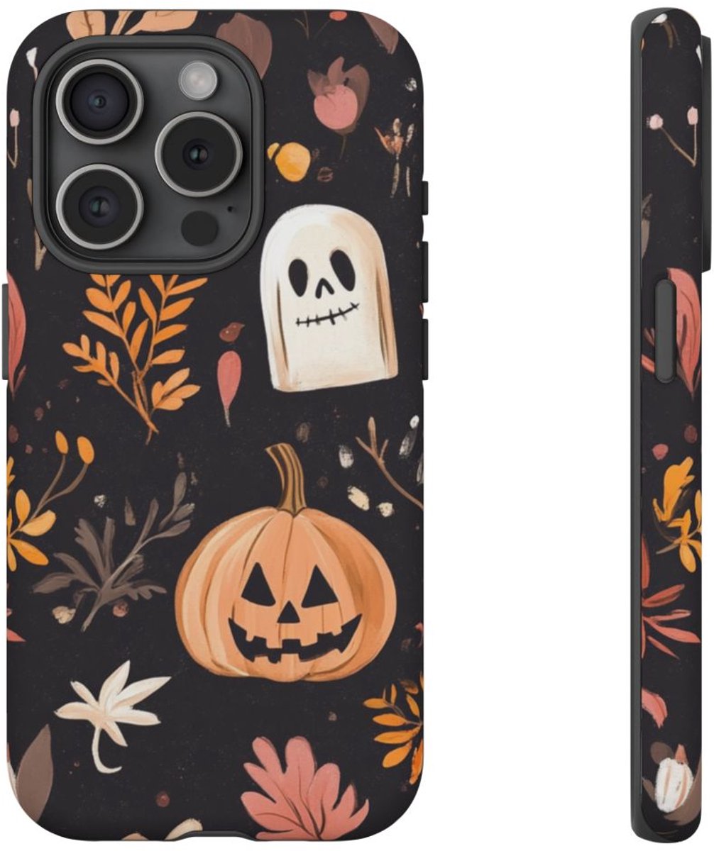 Halloween Pompoen- en Spookmotief – Telefoonhoesje Geschikt voor iPhone 15 Pro