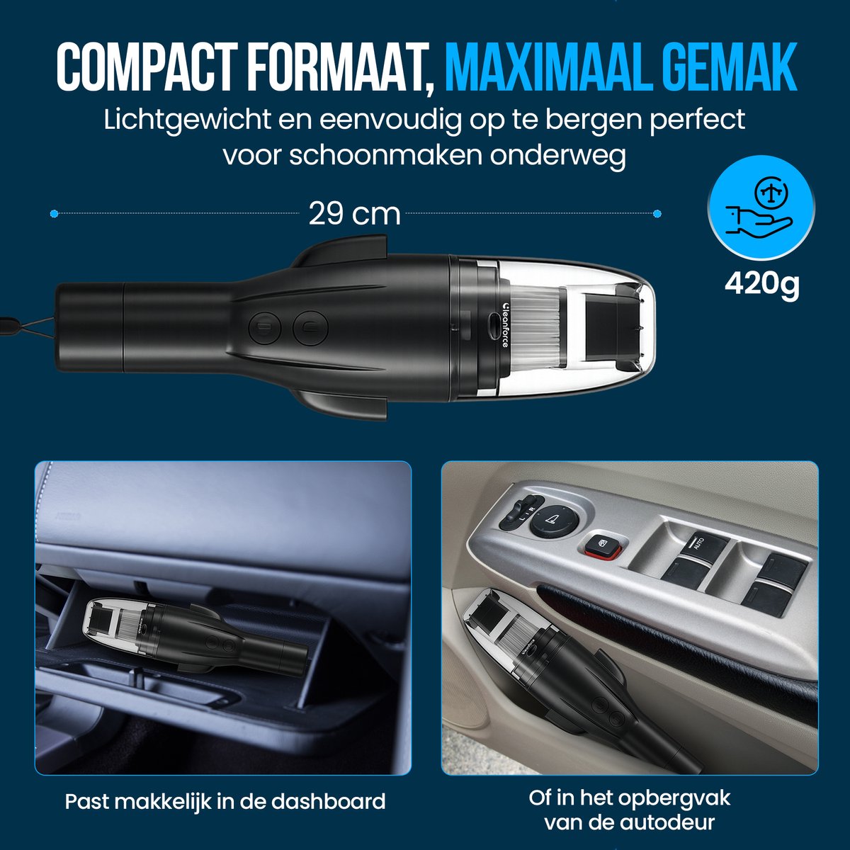 Cleanforce Cleanforce Kruimelzuiger Auto Snoerloos - afbeelding 5