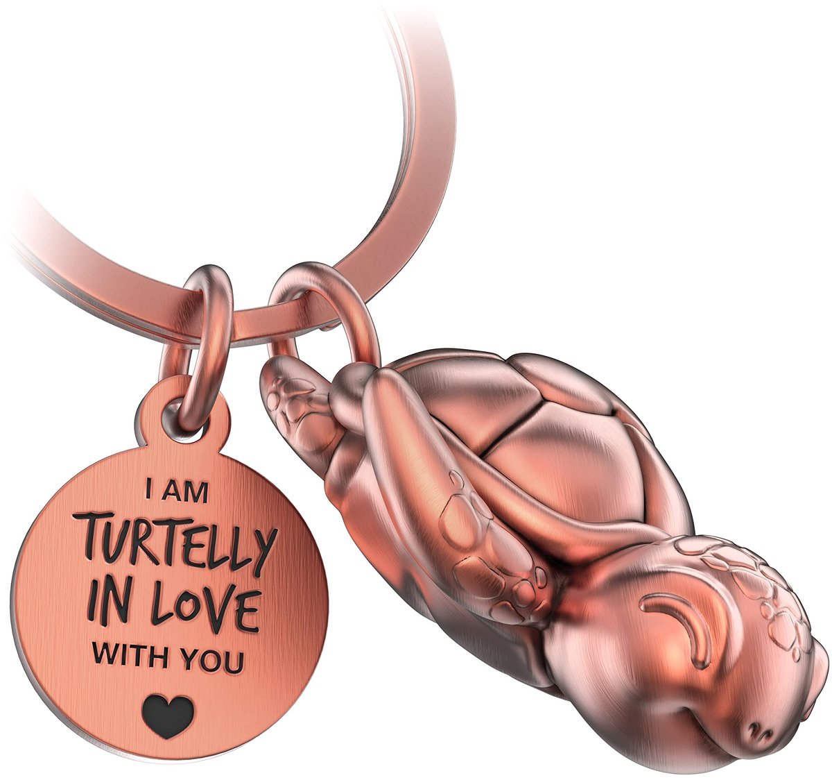 FABACH Schildpad Sleutelhanger Snappy met Hart en Gravure - Schattige Schildpad Sleutelhanger - Liefdes Geluksbrenger Schildpad als Cadeau voor Partner - Turtelly in Love