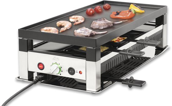 Solis Raclette & Pizza Grill - Gourmetstel 8 Personen - Raclette Gourmet Stel - Tafelgrill met 4 Verschillende Functies — afbeelding 4