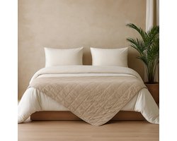 Fameilleur Dekbedovertrek 240x200/220 cm + Bedsprei 240x220 cm – 2-Persoons – Inclusief 2 Kussenslopen – Taupe – Luxe Kreukvrij Bedtextiel – Polyester – Strijkvrij – Slaapkamer Styling – Gestikte Sprei –Overtrek met Drukknopen-dek bed overtrek- sprei