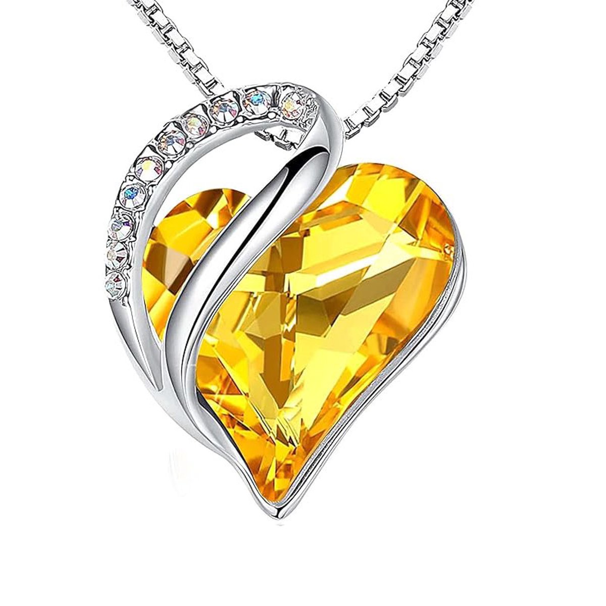 QoF Kristal Hart Geel – Ketting Lengte 45cm