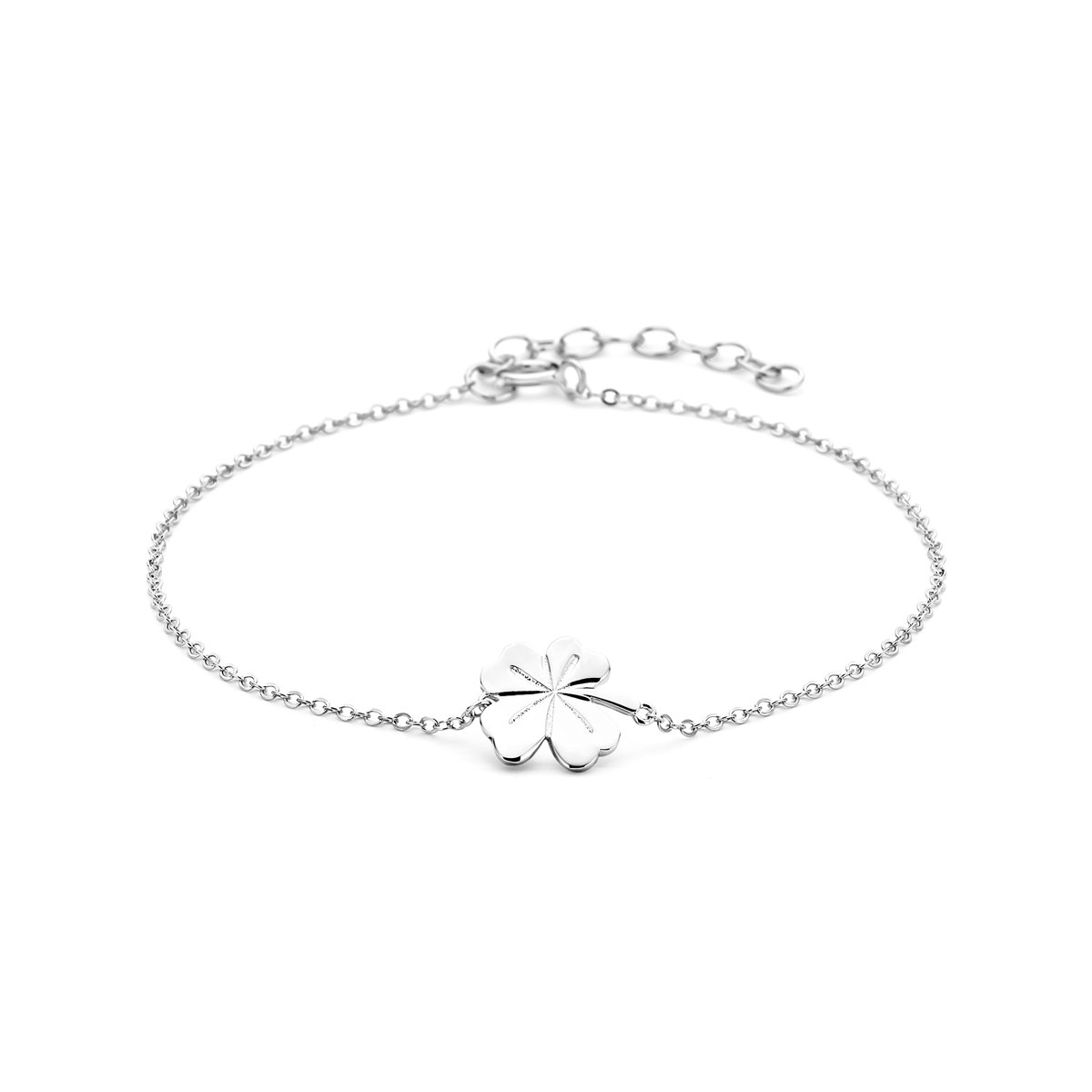 Glams armband klavertje 1,0 mm 17 + 3 cm - Zilver