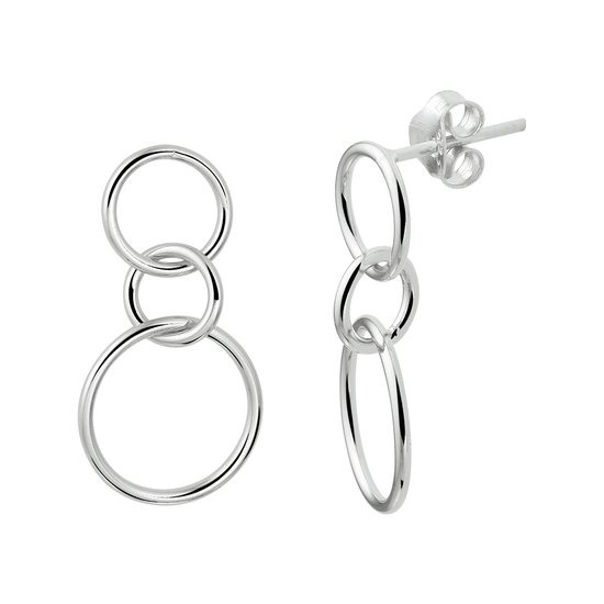 Boucles d'oreilles pendantes pendantes rondes Glams pour femmes - Argent