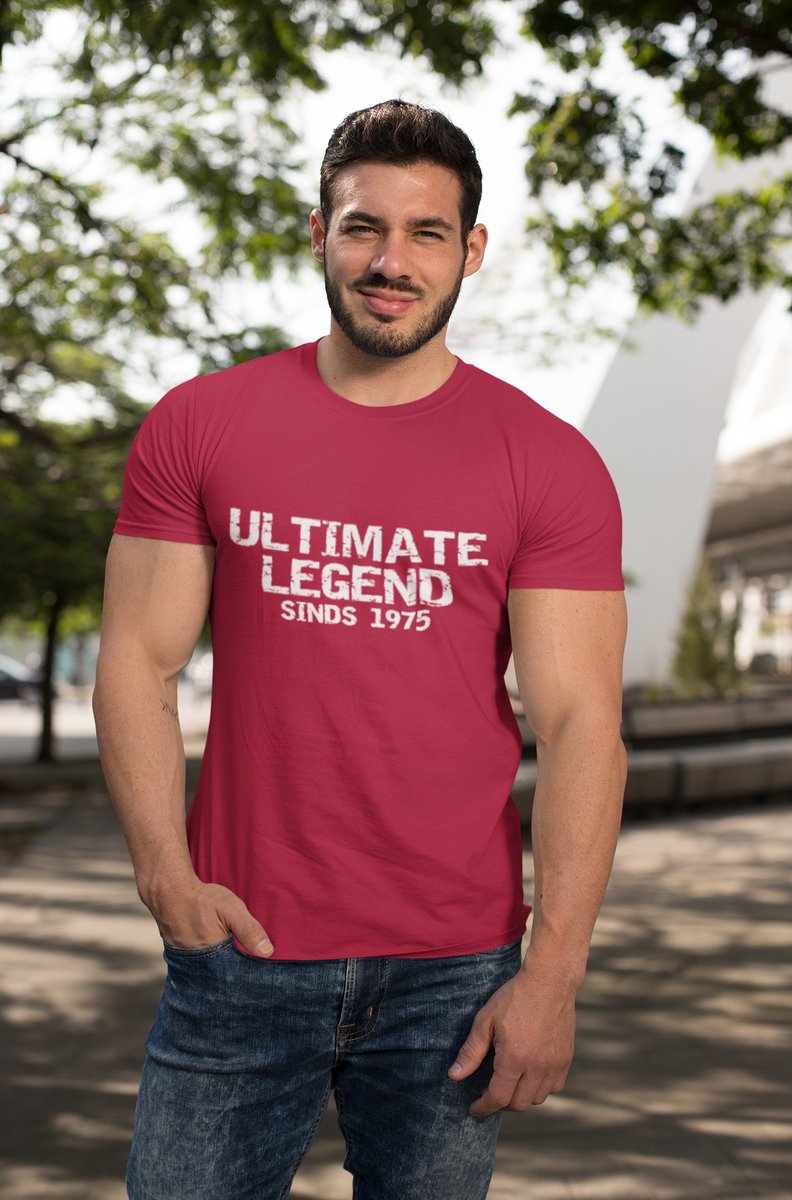 1975 Jaar Rood T-shirt heren - Maat S - Ultimate Legend - Verjaardag Cadeau Mannen - Limited Edition