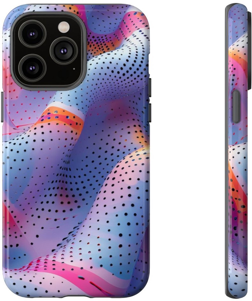 Abstracte Golvende Stippenpatroon – Telefoonhoesje Geschikt voor iPhone 14 Pro Max