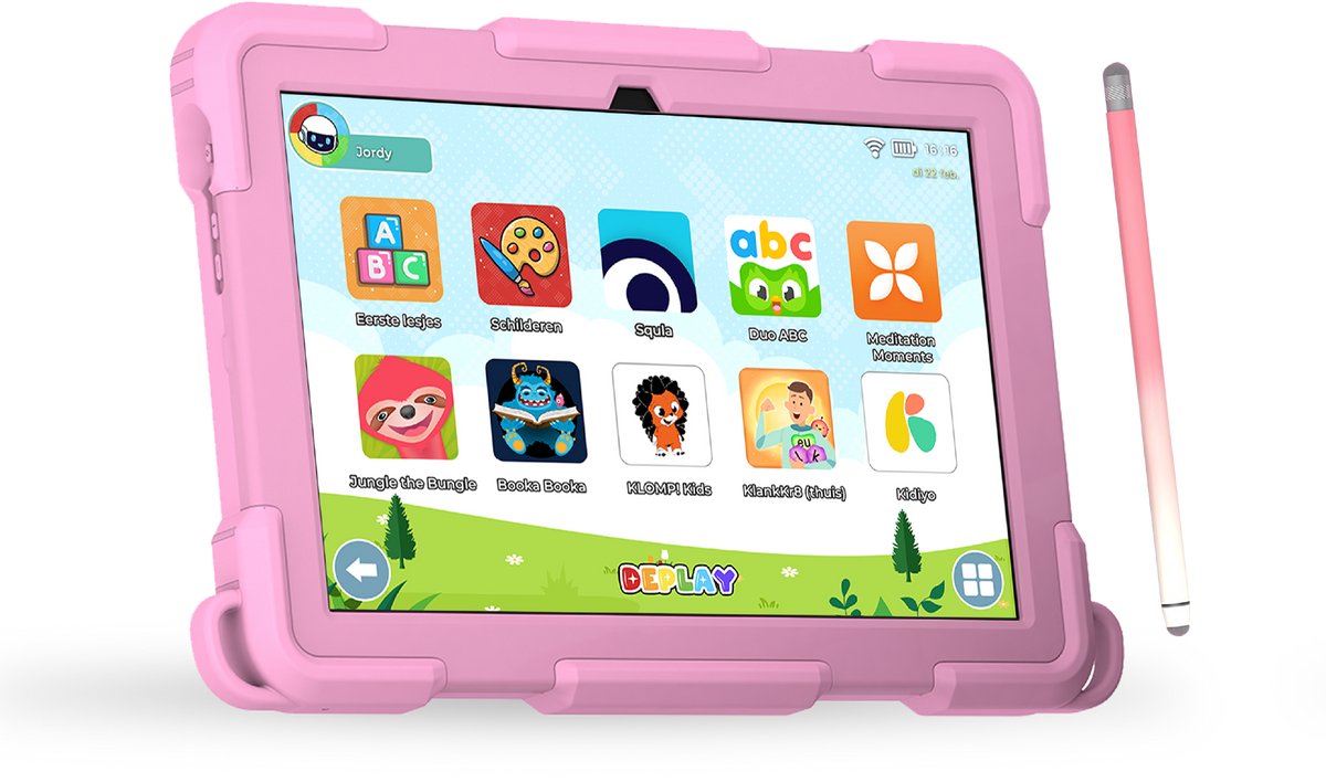 DEPLAY Kids Tablet SMART 4 - Kindertablet - Kindertablet vanaf 3 jaar - 5000 mAh Batterij - Pen, Beschermhoes & Screenprotector- Android 14 - Tablet Kinderen - 8 Inch - Roze