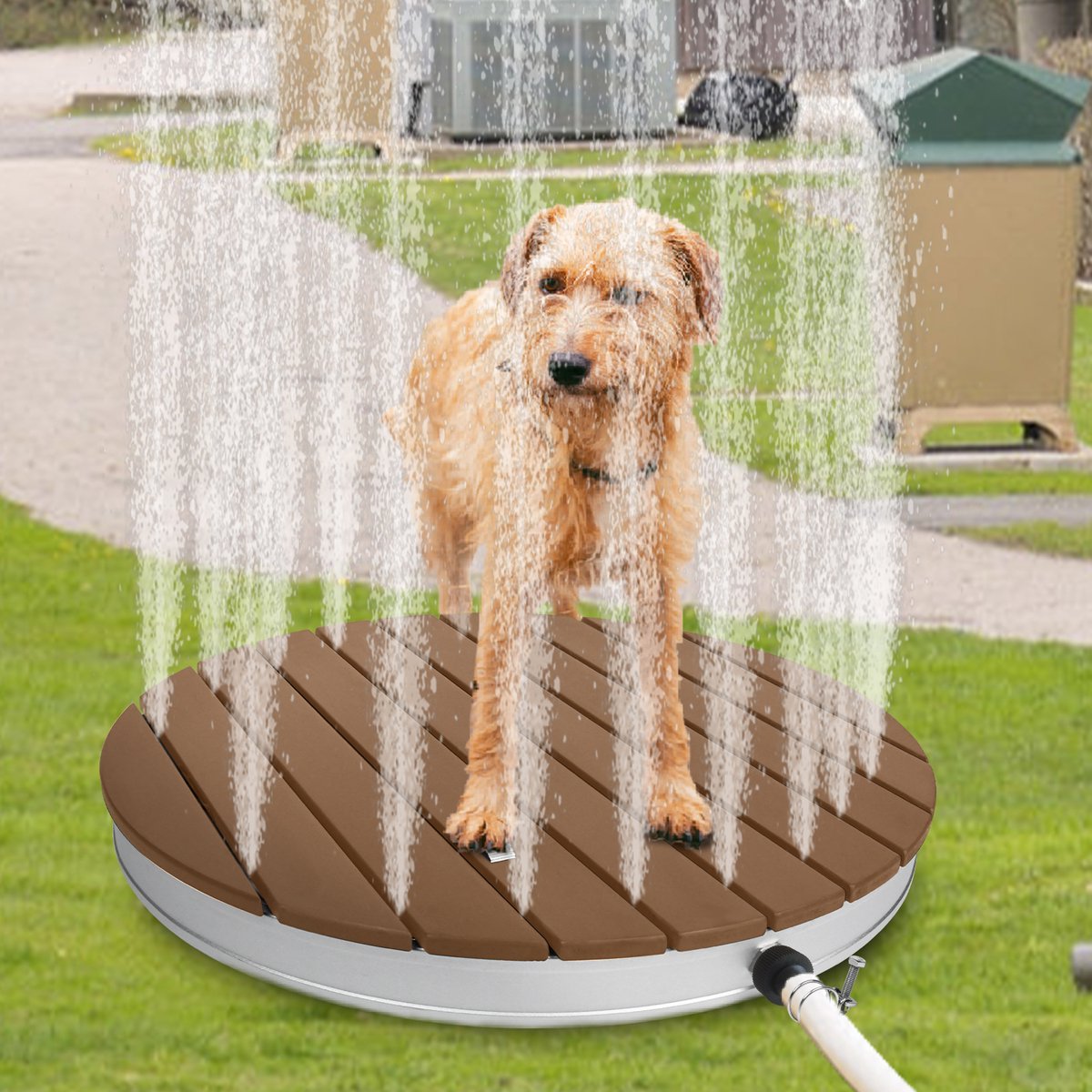 Ronde WPC Tuindouche - Ø70 cm Vloerdouche Houtlook thumbnail 3