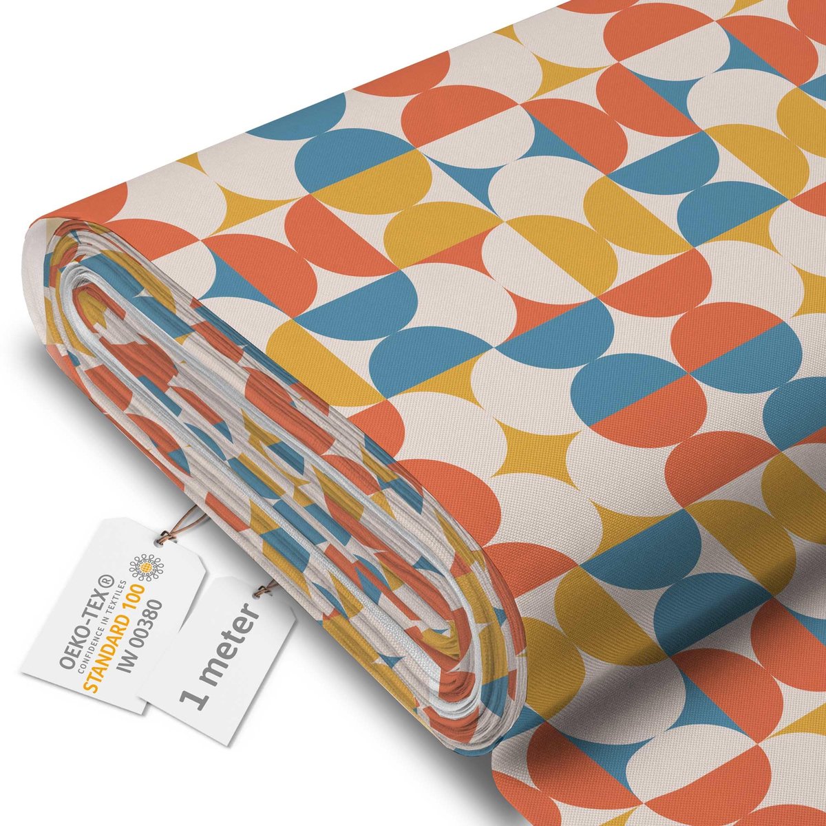 DreamRoots Canvas Waterdicht - Meubelstof per meter 160 cm breed - Waterafstotende stof 220 g/m2 600D - Luifelstof Waterdicht per meter Geometrisch Retro 1M