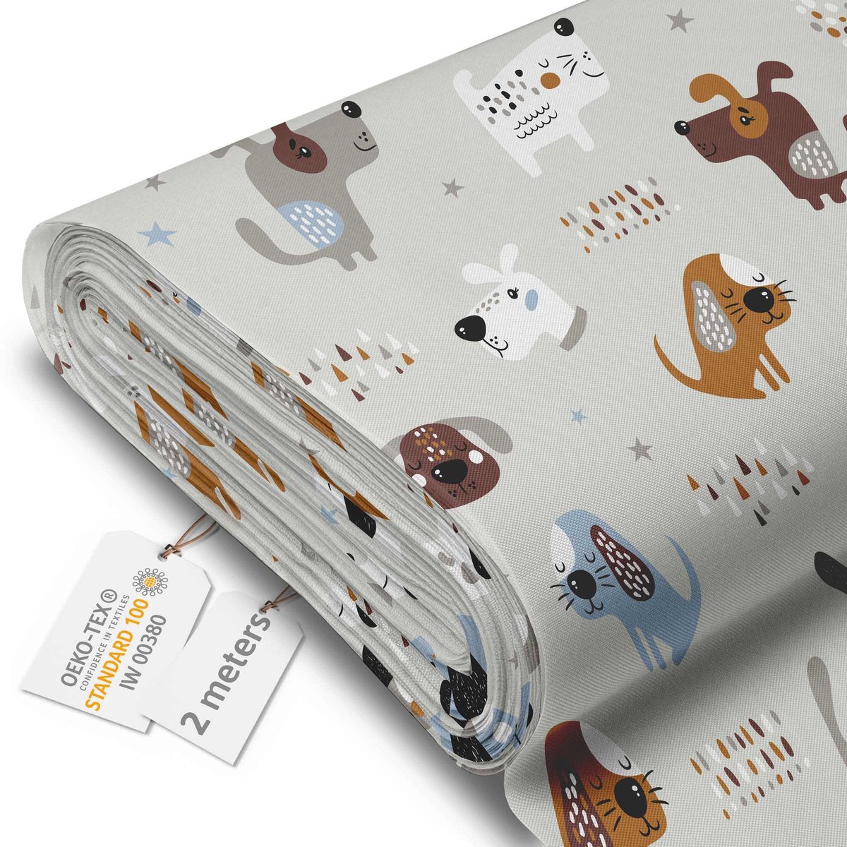 DreamRoots Canvas Waterdicht - Meubelstof per meter 160 cm breed - Waterafstotende stof 220 g/m2 600D - Luifelstof Waterdicht per meter Funny Dogs 2M