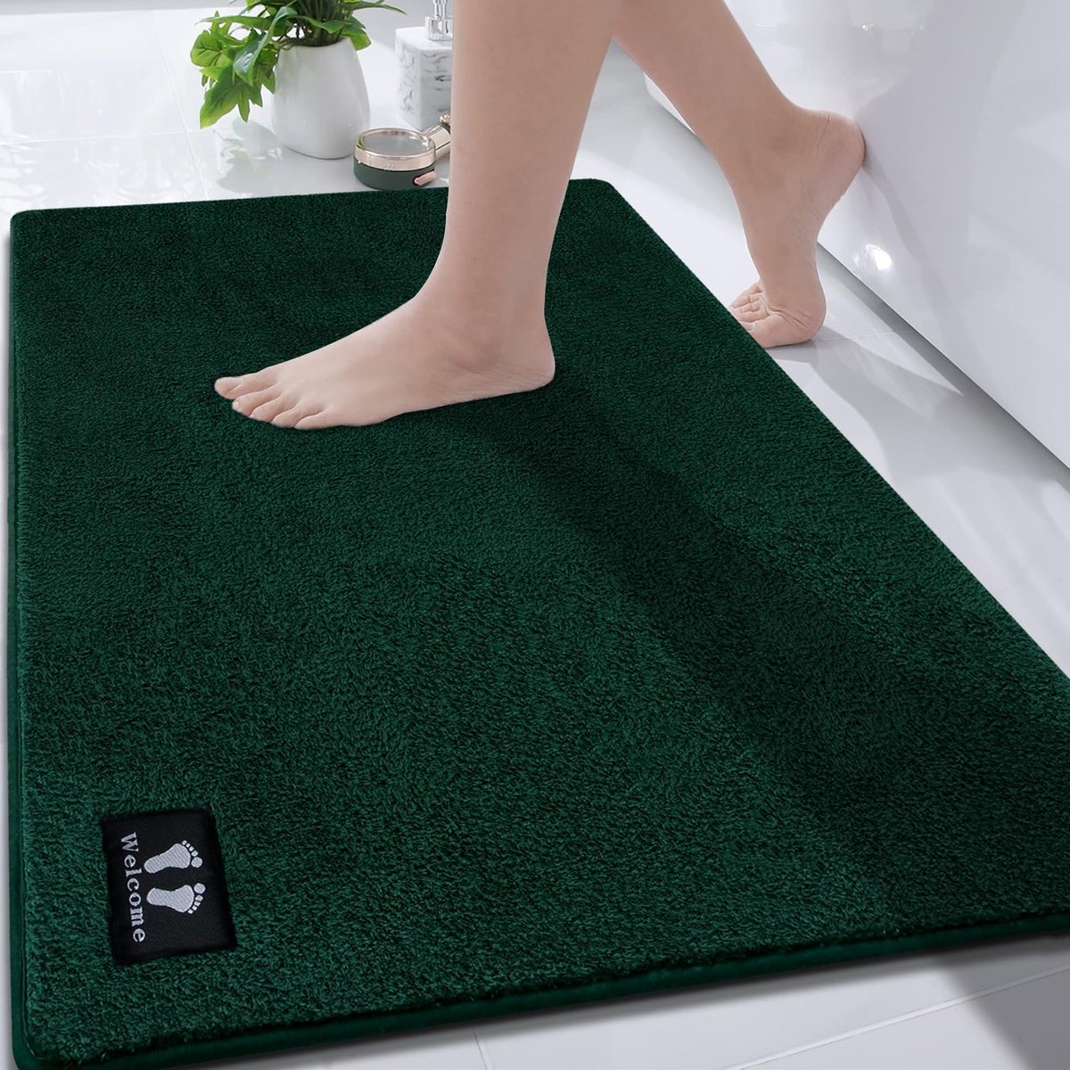 RTBQJ-AT Badmat Antislip Badmat 120x80cm Grote Badmat Microvezel Zachte Badmat Keuken Vloermatten Machinewasbaar Oeko-Tex 100 Gecertificeerd, Donkergroen